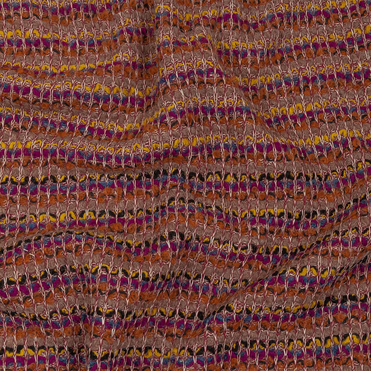 1 Yard Red Violet Stucco and Burnt Orange Striped Boucle Wool Sweater Knit 63 inch Width